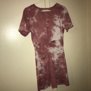 pink tee-shirt dress